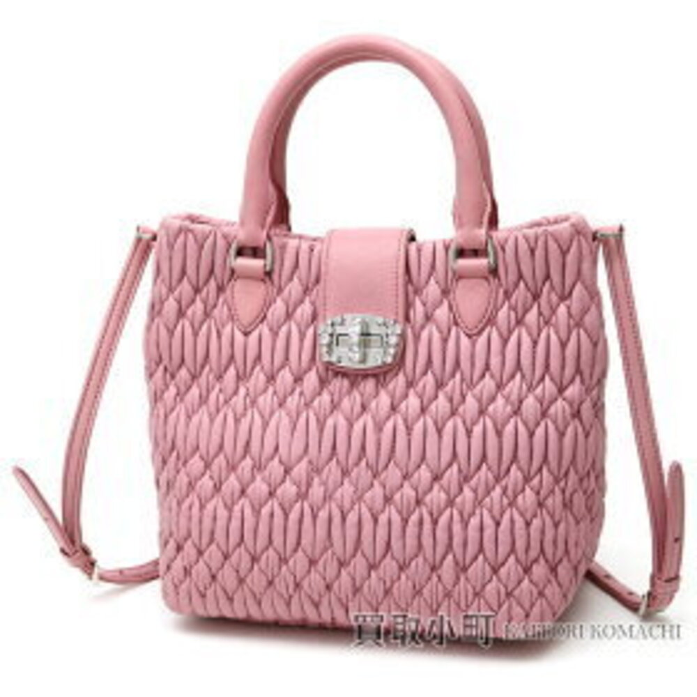 Miu Miu Nappa Crystal Rosa Lambskin Jeweled Twist Lock Strap Rhinestones